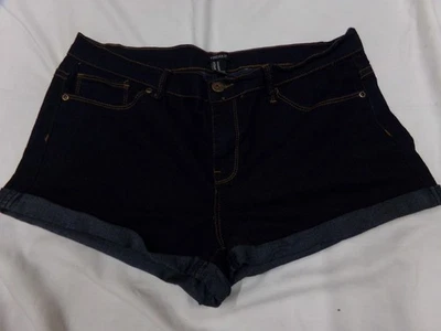 Forever 21 Juniors Size 31 Blue Jean Denim Cuffed Hem Short Shorts - Image 1 of 2