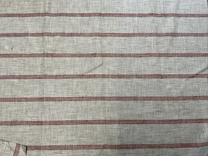 Remnant Fabric Beige With Red Stripe Designer Material Upholstery 35”x35” - Picture 1 of 5