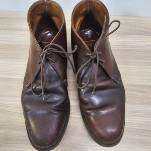 Vintage Brooks Brothers Boots Mens 8.5 D Cognac Leather Chukka VIBRAM USA Flawed - Picture 1 of 18