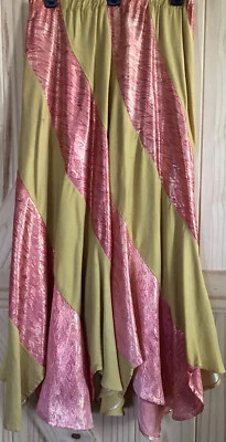 Trapecio Festival Español Falda Larga Dorado Melocotón Brillante Disfraz Adulto De Colección Foto 1 de 4