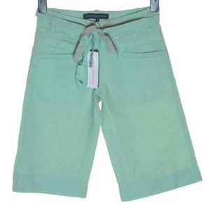 Neu mit Etikett French Connection Damenshorts Leinenmischung + Gürtel neu grün - Bild 1 von 2