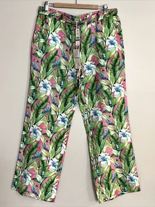 Nuevo Tommy Bahama Mujer L Floral Lino Pantalones Pierna Ancha Cintura Elástica Boho Playa - Imagen 1 de 9