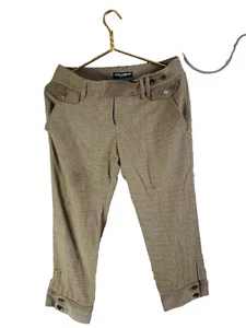 Dolce&Gabbana Women Crop Pants Houndstooth Calfskin Suede Trousers Sz 40 US 8 - Picture 1 of 7