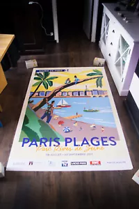 Paris Plages 2017 von Simon Roussin Französisch großes Vintage Reise Original Poster - Bild 1 von 7