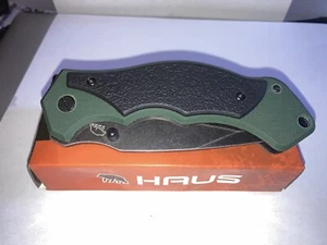 Haus pocket knife bear on tanto plain edge blade finger grip handle belt cutter - Picture 1 of 5