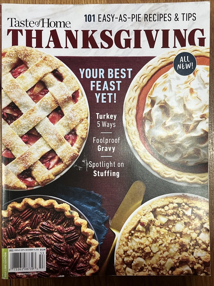 TASTE OF HOME THANKSGIVING  MAGAZINE 2022  101 EASY AS PIE RECIPES  ILLUSTRATED - Image 1 of 1