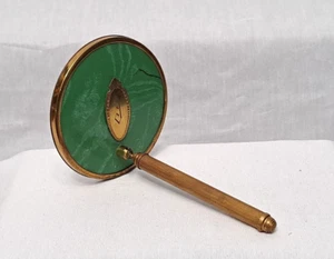 Antiker Messing Rasier Lupenspiegel Hand drehbar Jade Optik 7" Art Deco - Bild 1 von 15