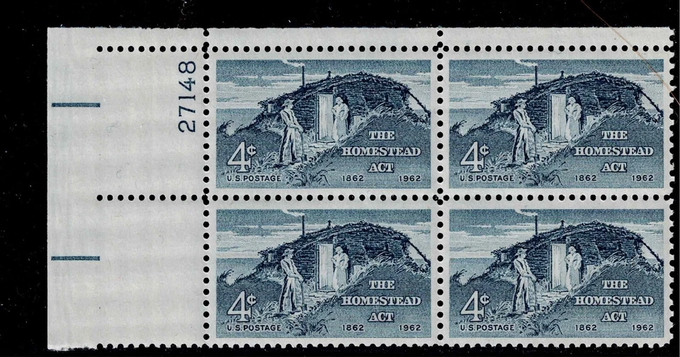 US Scott #1198, Plate Block #27148 1962 Homestead Act 4c FVF MNH Upper Left - Image 1 of 1