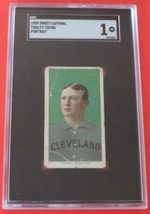 1909 T206 CY YOUNG PORTRAIT SWEET CAPORAL BACK CLEVELAND SGC 1 RARE - Picture 1 of 2