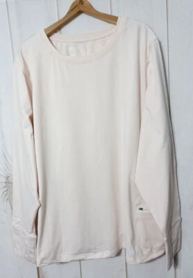 Tek Gear L/S Performance Shirt Womens 4X Thumbhole Cuffs Zip Pocket Nat. Scallop - Image 1 of 4