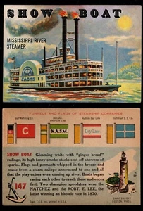 GTSTAMPS, SHIPS, BOATS, SHOWBOAT, MISSISSIPPI RIVER STEAMER, 1955 TOPPS # 147 - Picture 1 of 1