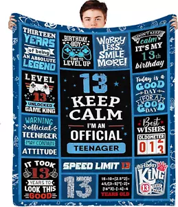 13Th Birthday Decorations for Boys - 13 Year Old Boy Gifts Birthday Kids Blanket - Picture 1 of 12