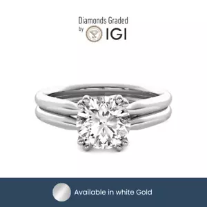 IGI 2.00 Ct EVS1 Round Cut Lab Grown Diamond Engagement Ring 18k White Gold - Picture 1 of 3
