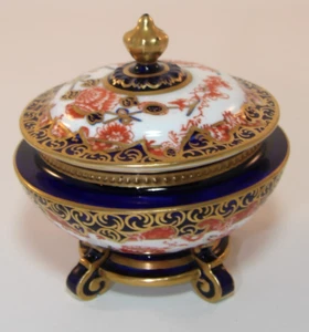 Royal Crown Derby Melton 2649 Barbed Wire Imari Lidded Pot Cauldron 1909 VGC - Picture 1 of 12