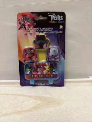 Juego de 4 velas de cumpleaños Trolls Would Tour Foto 1 de 2