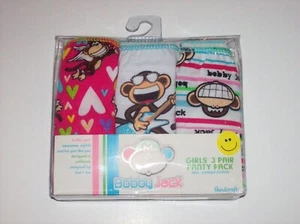 Bobby Jack Underwear Underpants Girls 3 Pair Panty Pack Monkey Guitar Sz 6 New - Picture 1 of 3