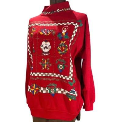 Vintage NUTCRACKER Womens (M) Grandma Christmas Sweater Puffy Glitter Mock Neck - Image 1 of 4