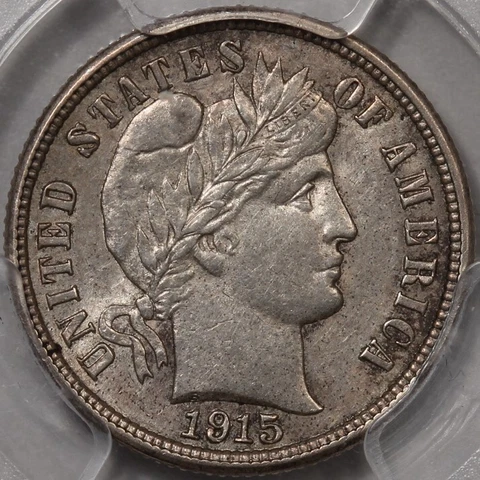 1915-S Barber Dime PCGS AU-55 Cover