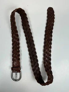 American Eagle Boys Size M/L Braided Leather Belt, Dark Brown Genuine Leather - Picture 1 of 5