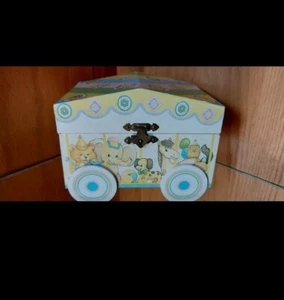 ⭐️VTG Small Child's Cardboard Musical Jewelry Box w/ Mirror, Spinning Bear (F2 - Picture 1 of 10