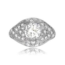 Art Deco Style Round Cut Lab Created Diamond Women Engagement Ring in 925 Silver
