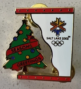 2002 Salt Lake City Olympics Pin Limited Christmas Tree Spinner Seasons Greeting - Picture 1 of 3