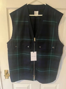 Paul Smith Mainline Green Tartan Wool Gilet Waistcoat Bodywarmer Large - Picture 1 of 4