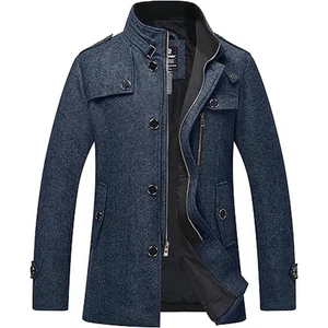 Abrigo de lana de guisante de mezcla de lana para hombre gabardina chaqueta informal - Imagen 1 de 1