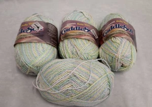 4 Skeins Caron Cuddlesoft Baby Yarn 8395 Pastels Blue Yellow Green Pink 1.75 oz. - Picture 1 of 5