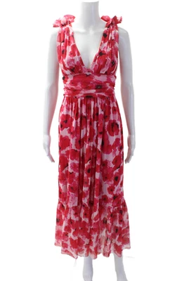 Vestido Prabal Gurung WNDR LUST Mujer Estampado Floral Línea A Rosa Rojo Tamiz Pequeño Foto 1 de 4