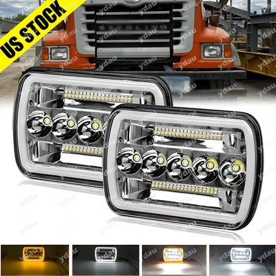 Par de faros LED de haz alto/bajo de 7x6 pulgadas para International Harvester 9900 9200 Foto 1 de 4