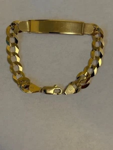 14K Gelbgold massives Gold Herren ID kubanisches Gliederarmband 8,5" 19 g UVP $ 3950 - Bild 1 von 1