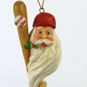 Kurt Adler Santa Baseball Ornament rot Mütze Schläger Ball Vintage Weihnachten - Bild 1 von 7