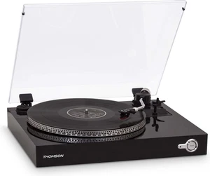 Turntable Plattenspieler Schallplatten Schwarz Bluetooth 33&45 RPM Thomson TT200 - Afbeelding 1 van 5