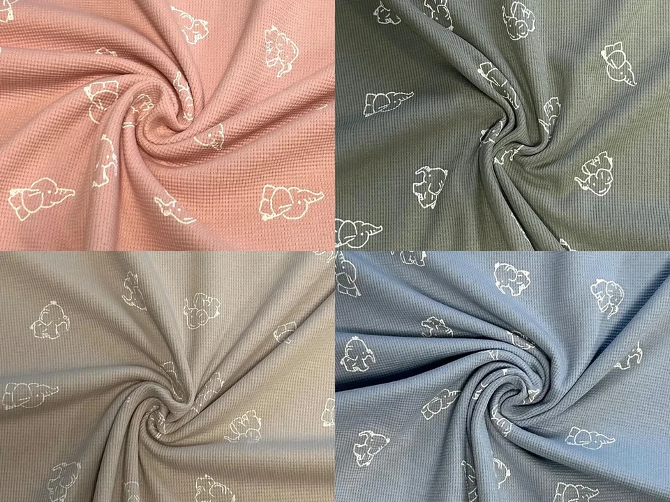 Baumwollstoff Waffeljersey Waffelstrick Elefant - Bild 1 von 1