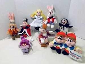 The Disney Store Vintage Alice In Wonderland Set Of 9 Bean Bag Plush Toys NWT - Picture 1 of 12