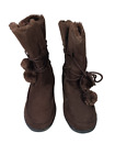 CA Collection By Carrini Womens Suede Winter Mid-Calf Lace-up Boots Brown Size 8