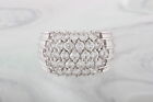 THAILAND STERLING SILVER DC CZ CLEAR FACETED CRYSTALS RING 925 SIZE 6 1/2 0908