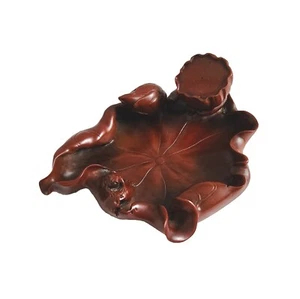 Vtg Resin Incense Holder Ashtray Frog On Lotus Leaf Dish Tray Taiwan Rare HTF - Picture 1 of 14
