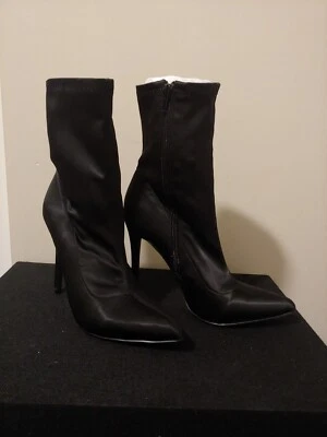 Womens Black Stiletto Heel Ankle Boot Stretch Fabric Booties Shoedazzle Sz8 - Image 1 of 4
