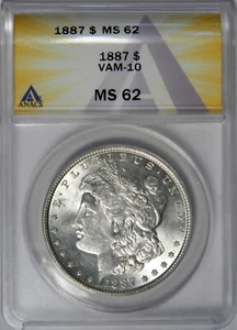 1887 Morgan Dollar ~ VAM-10 ~ ANACS MS62! - Picture 1 of 4