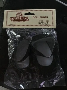 Doll Shoes Size 1 Style 002 Solid Black Button Closure NOS Tallina's Dress Shoes - Picture 1 of 1
