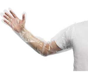 6 Confezioni da 50 Pezzi Guanti in Plastica Veterinari Monouso a Braccio Intero (300 Totali) - Foto 1 di 7
