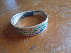 Bracciale Polsino Turchese Argento Sterling 48g Stampato - Foto 1 di 10