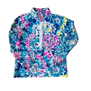 Lilly Pulitzer Girls Dive In Tie Dye Print UPF 50 1/2 Zip Popover Size XL - Picture 1 of 8