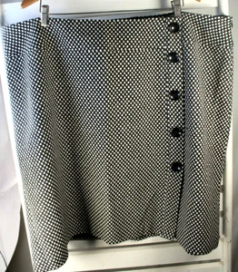 Talbots Womens Plus Size 24W Black White Wool Buttons Lined Pencil Skirt - Picture 1 of 5