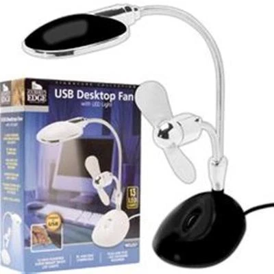 USB DESKTOP FAN LAMP with LED Light for PC and MAC - NEW IN BOX! FREE SHIPPING! - Image 1 of 4