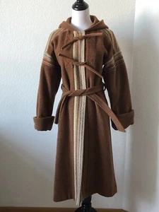Vintage langer Hippie Mantel Wolldecke Kapuze Trench Boho 60er 70er Retro braun Gr. S - Bild 1 von 11