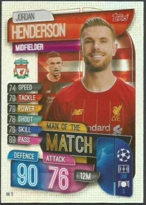 TOPPS MATCH CL ATTAX EXTRA 2019-20-MM18-LIVERPOOL-JORDAN HENDERSON-SILVER FOIL - Picture 1 of 1