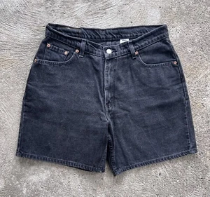 Vintage 90s Levi’s Jean Shorts Jorts Black Denim Mom High-Rise Size 13 Jr - Picture 1 of 6